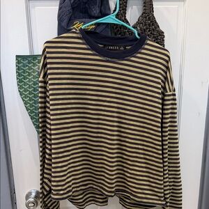 Lionesse Striped Long Sleeve Tee - navy and yellow